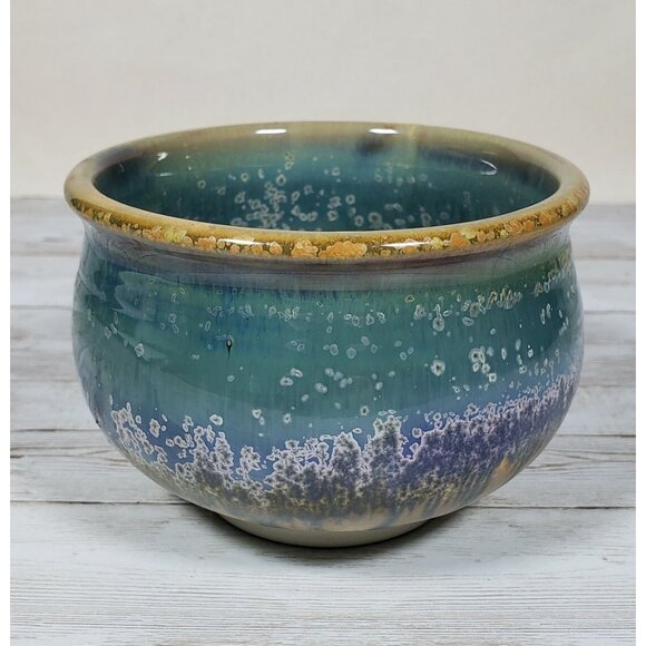 Pamela Rodger Planter Teal Blue Porcelain Bragg Creek AB 4.5" Canadian Pottery - Picture 3 of 10